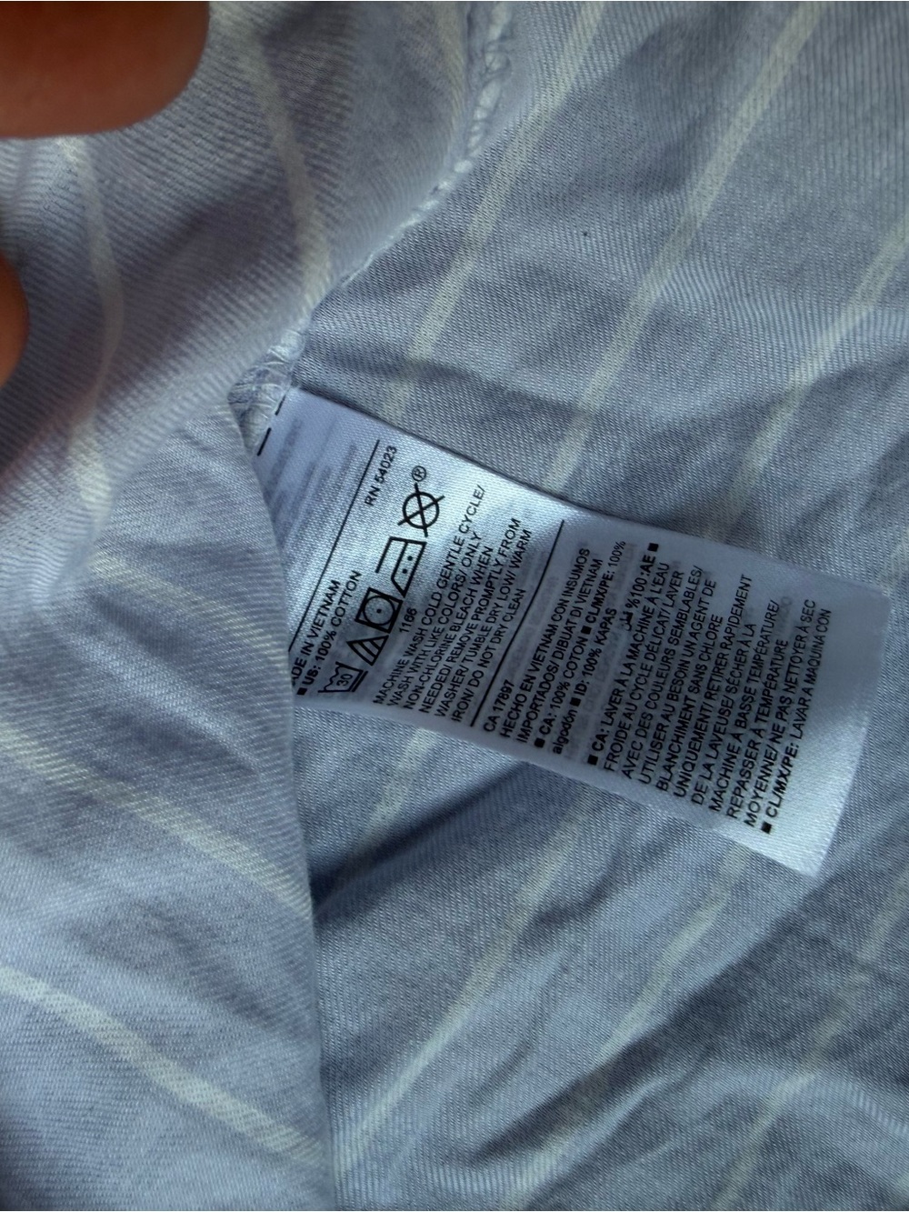 Old Navy Nautical Light Blue & White Striped V Neck Top Puffy Sleeve Size M - Picture 6 of 7
